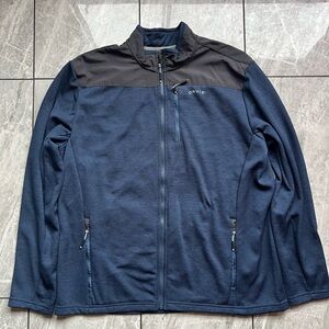 Orvis Mens Navy Bonded Mesh Performance FullZip Jacket Honeycomb Texture Logo XL